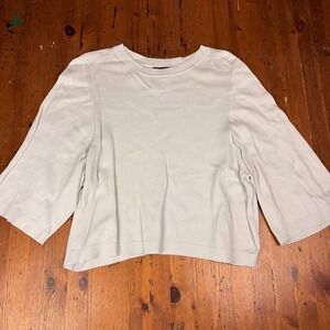 Banana Republic Organic Cotton Elbow Sleeve Sweater Beige 860365-00 Womens Small